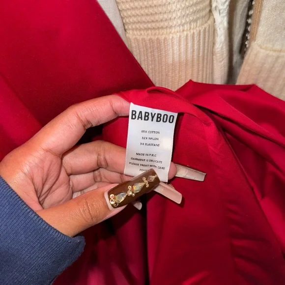 Babyboo Courtney Red Off-Shoulder Corset Midi Dress with Slit - Picture 13 of 13